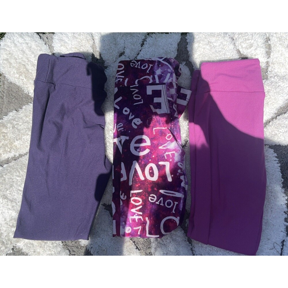 LuLaRoe 3 Pair Multicolored Small Size Leggings Elastic Waist Polyester/Spandex